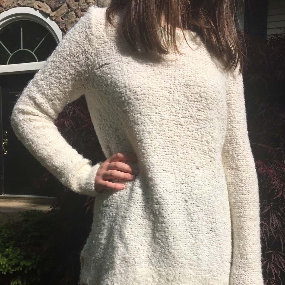 Big White Fuzzy Ann Taylor Sweater